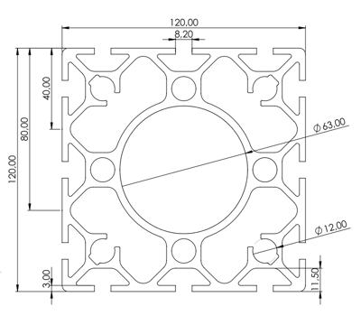 1.11.120120.123SP - aluminium Profiel 120x120 12E SP