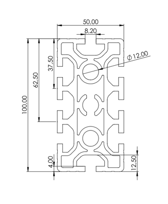 1.11.050100.84S - aluminium Profiel 50x100, 8E S - tekening	1.11.050100.84S - aluminium 