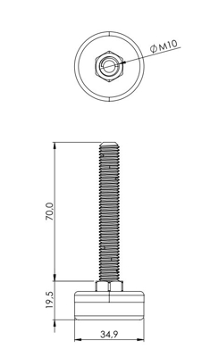 1.44.303507 Stelvoet, M10x70