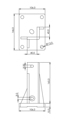 1.44.84.4040.00L - Basis voet links, 40x40, 45x45