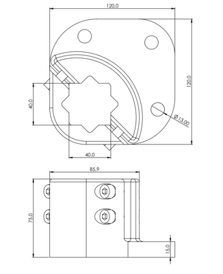 1.44.83040 - basis voet, 40x40