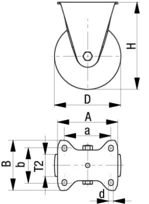 1.45.12100 - Bokwiel met montageplaat, Ø100
